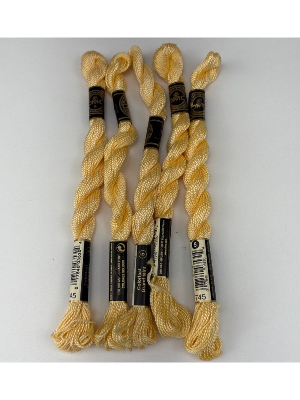 DMC Cotton Perle Embroidery Thread Size 5 Yellow Skeins Lot 745 Art 115/5
